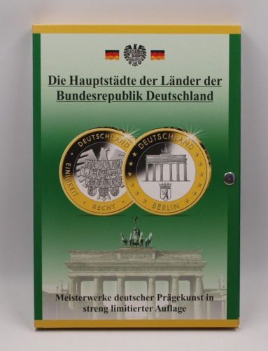 Deutschland 16 Medaillen "Hauptstädte der Länder" Messing/ Neusilber ST
