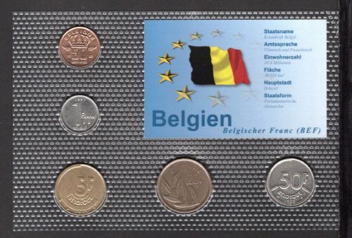 Belgien KMS verschiedene Prägejahre im Blister ST