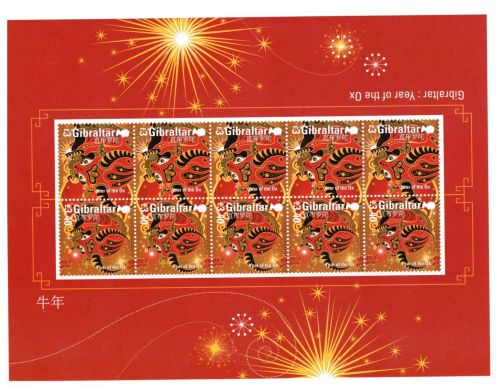 Gibraltar Zusammendruck-Kleinbogen MiNr. 1998-1999 Ochse Ox postfrisch