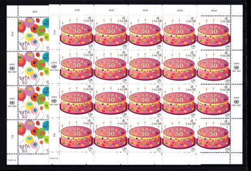 UNO Wien 20er Bögen MiNr. 342-343 postfrisch 50 Jahre Postverwaltung