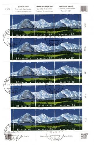 Schweiz Zusammendruck-Kleinbogen MiNr. 1966-1968 gestempelt Beregpanorama