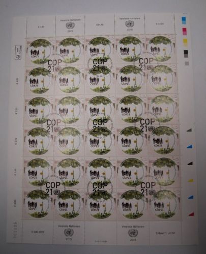 UNO Genf 30er Bogen MiNr. 900 Ersttagssonderstempel Klimakonferenz 2015
