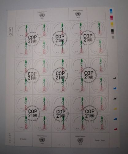 UNO New York 30er Bogen MiNr. 1498 ESst Klimakonferenz 2015