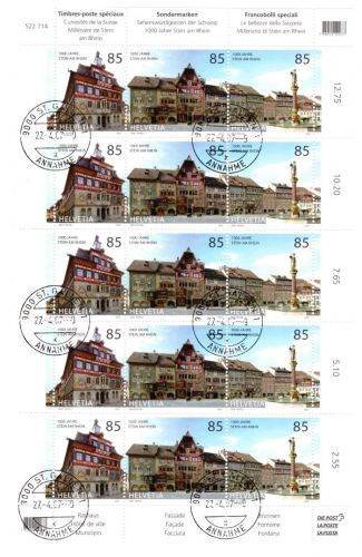 Schweiz Zusammendruck-Kleinbogen MiNr. 1994-96 gestempelt Stein am Rhein