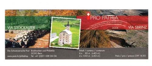 Schweiz Markenheftchen MiNr. 0-154 Ersttagssonderstempel Pro Patria 2008
