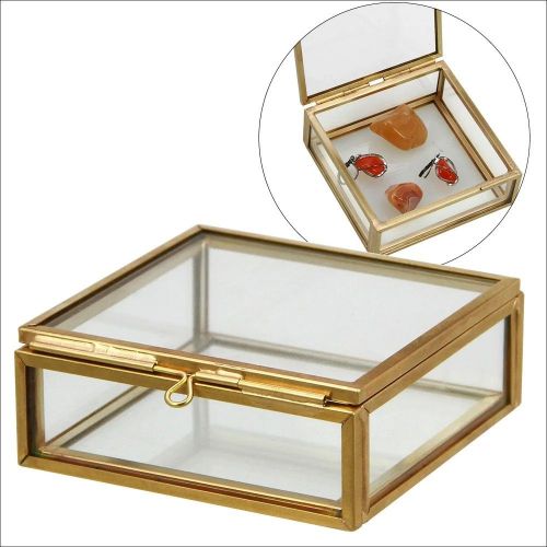 Safe Echtglas-Vitrine quadratisch Natur-Messing Nr. 5702 Neu