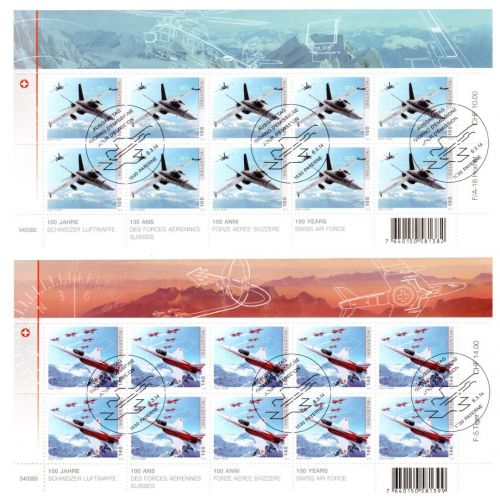 Schweiz Kleinbogensatz MiNr. 2328-2329 Ersttagssonderstempel Luftwaffe