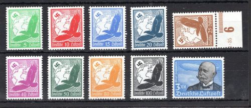 Deutsches Reich MiNr. 529-537 y + 539 y postfrisch Fotoattest Oechsner