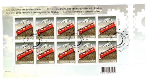 Schweiz Kleinbogen MiNr. 2343 Ersttagssonderstempel Pilatus-Zahnradbahn