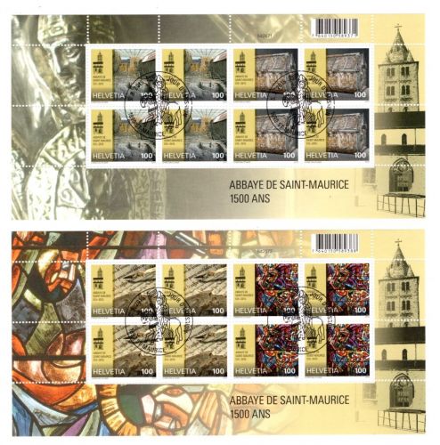 Schweiz ZD-Kleinbogensatz MiNr. 2375-2378 Ersttagssonderstempel Abtei