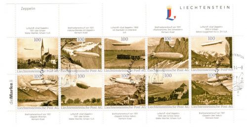 Liechtenstein Kollektionsbogen 2014 MiNr. 2 gestempelt Zeppeline