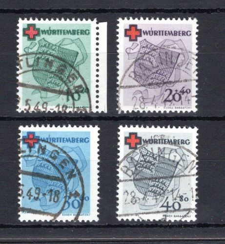 franz. Zone Württemberg MiNr. 40-43 A gestempelt geprüft