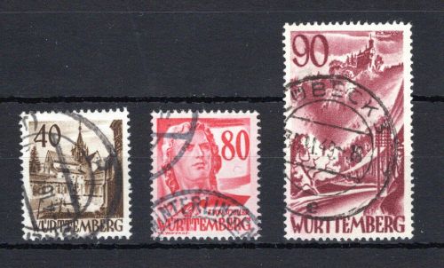 franz. Zone Württemberg MiNr. 35-37 gestempelt geprüft