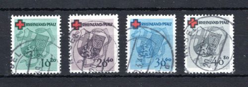 franz. Zone Rheinland-Pfalz MiNr. 42-45 A gestempelt geprüft Schlegel