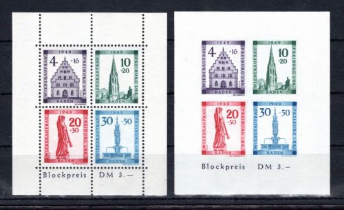 franz. Zone Baden MiNr. Block 1 A + B postfrisch geprüft Schlegel