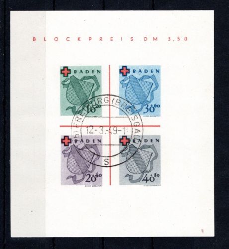 franz. Zone Baden MiNr. Block 2/I gestempelt geprüft Schlegel