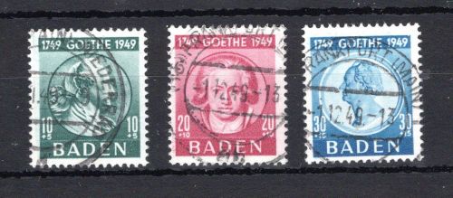 franz. Zone Baden MiNr. 47-49 gestempelt geprüft Schlegel