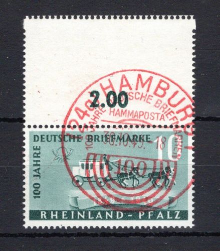 franz. Zone Rheinland-Pfalz MiNr. 49 Sonderstempel mit Leerfeld oben