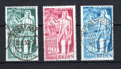 franz. Zone Baden MiNr. 50-52 I gestempelt geprüft Schlegel