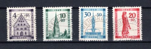 franz. Zone Baden MiNr. 38-41 A gestempelt geprüft Straub