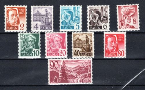 franz. Zone Baden MiNr. 28-37 postfrisch