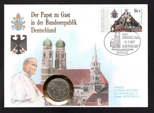 Bund 1987 Numisbrief Der Papst in der Bundesrepublik
