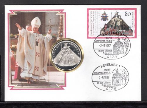 Bund 1987 Numisbrief "Der Papst zu Gast in in der Bundesrepublik"
