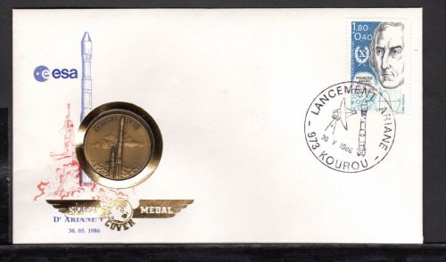 Frankreich Space-Medal Brief #13 Ariane V 18