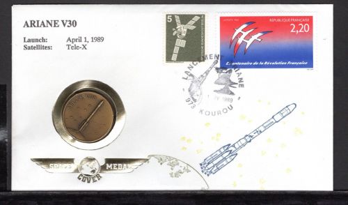 Frankreich Space-Medal Brief #28 Ariane V30