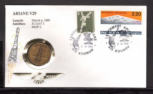 Frankreich Space-Medal Brief #26 Ariane V29