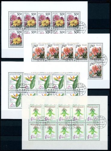 Tschechoslowakei Kleinbögen MiNr. 2574-2577 Ersttagsstempel Blumen