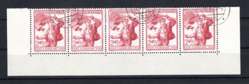 Tschechoslowakei MiNr. 847 gestempelt als 5er Streifen Unterrand