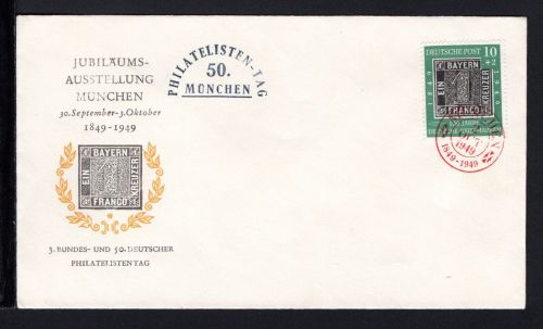 Bund MiNr. 113 gestempelt roter SST auf Ausstellungsbelege