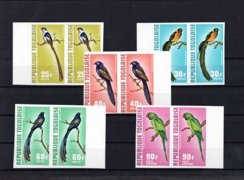 Togo MiNr. 935-939B - ungezähnt, Randpaar-Satz postfrisch Tiere: Vögel