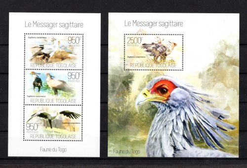 Togo MiNr. 5259-61 und Block 374 postfrisch Tiere: Vögel