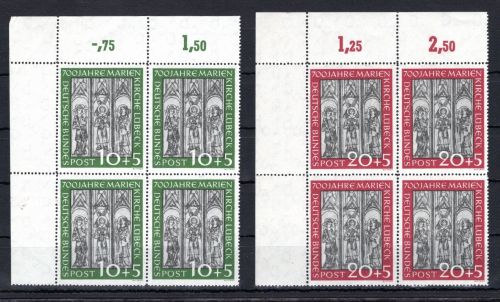 Bund MiNr. 139-140 postfrisch 4er Blöcke Eckrand ol