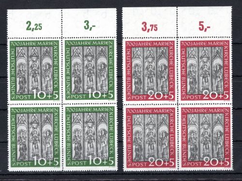 Bund MiNr. 139-140 postfrisch 4er Blöcke Oberrand