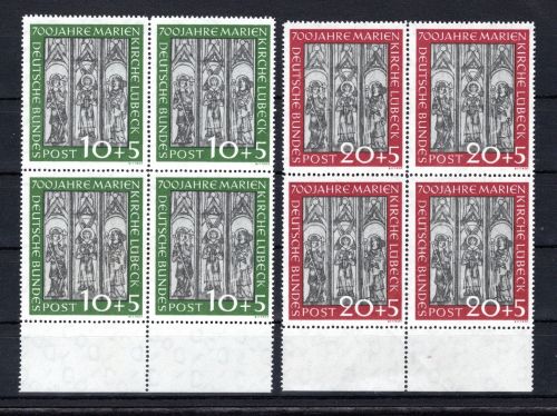 Bund MiNr. 139-140 postfrisch 4er Blöcke Unterrand