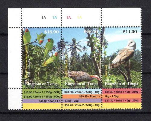 Tonga MiNr. 2006-2008 Vögel, ER-Dreierstreifen mit TAB, postfrisch Tiere