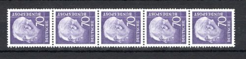 Bund MiNr. 263 x w R postfrisch Nr. 0360 unten, 5er Sreifen