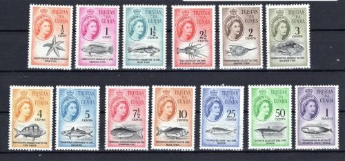 Tristan da Cunha MiNr. 28-41 Meerestiere Fische, Satz postfrisch Tiere