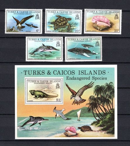 Turks und Caicos Inseln MiNr. 425-429 und Block 14 Tiere postfrisch Tiere