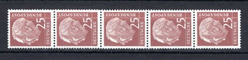Bund MiNr. 186 b y R postfrisch Nr. 0010 unten, 5er Streifen, geprüft
