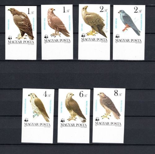 Ungarn WWF MiNr. 3624-3630B Greifvögel 1983 geschnitten postfrisch Tiere