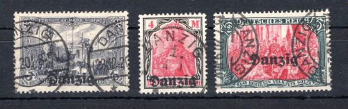 Danzig MiNr. 13 a-15 gestempelt geprüft Soecknick + Infla