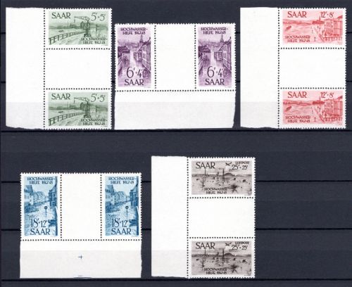 Saarland MiNr. 255-259 ZS/ ZW Bogenrand postfrisch Hochwasserhilfe