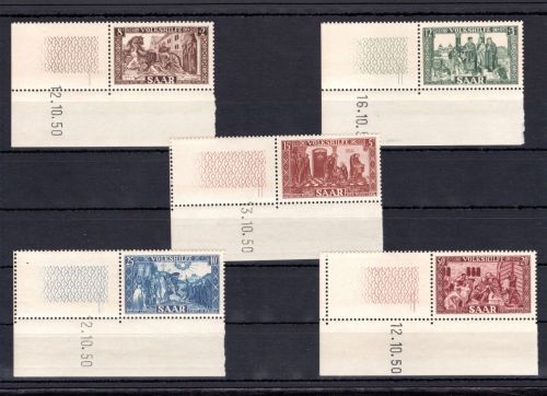 Saarland MiNr. 299-303 Br postfrisch Volkshilfe, Fotobefund Geigle