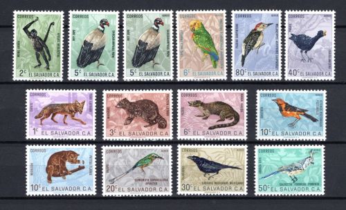 El Salvador MiNr. 856-869 Vögel und Säugetiere postfrisch Tiere allgemein