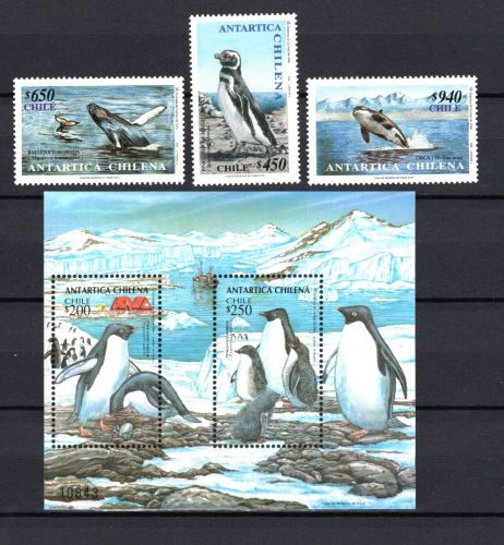 Chile MiNr. 1960-1962 + Block 31 Pinguine 1993 postfrisch Tiere allgemein
