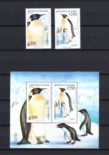 Chile MiNr. 1525-1526 + Block 23 Pinguine 1992 postfrisch Tiere allgemein